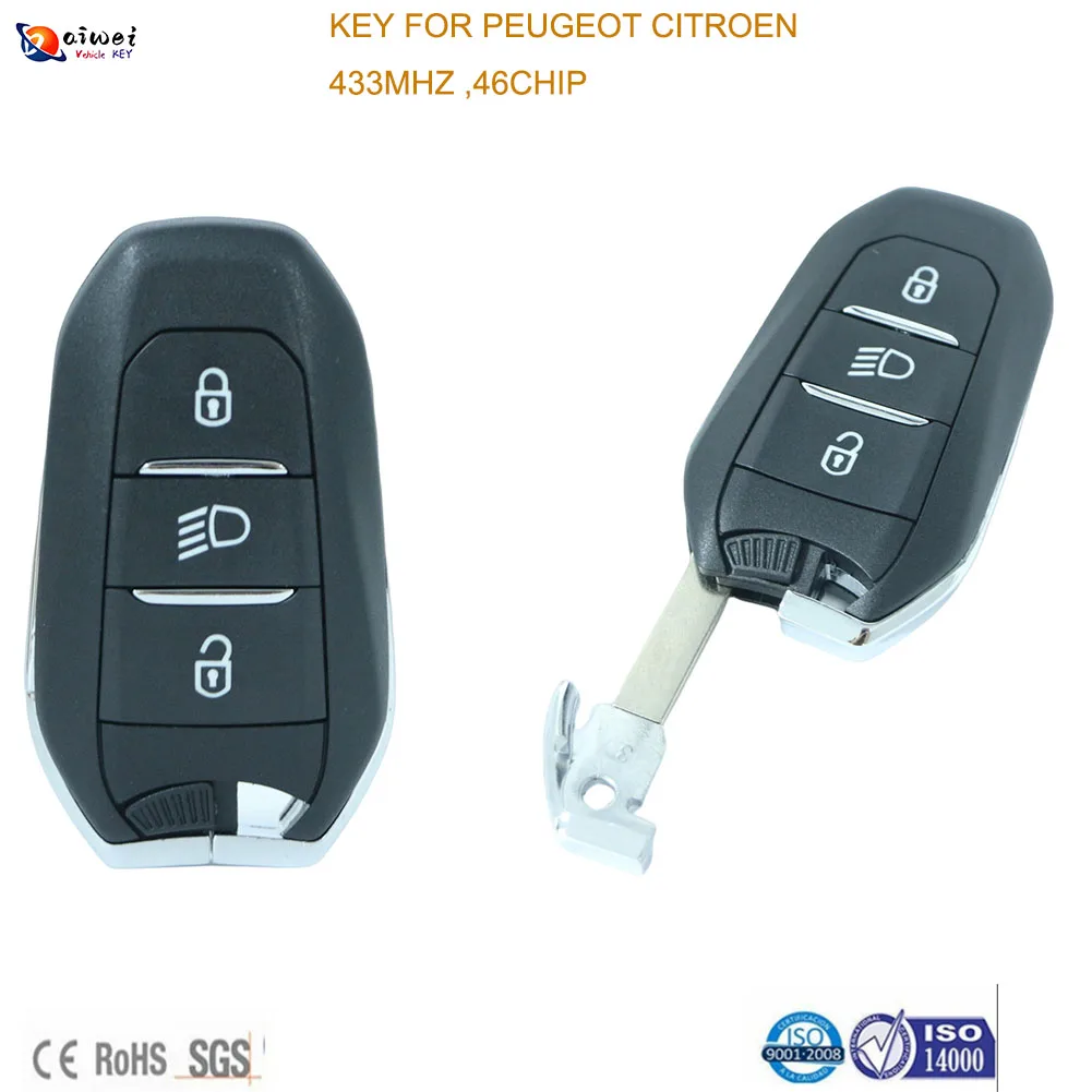 433.92MHZ 433MHZ Universal as Original Car Remote Key for Peugeot 408 508 5008 Citroen C4L C5,c3xr,c6