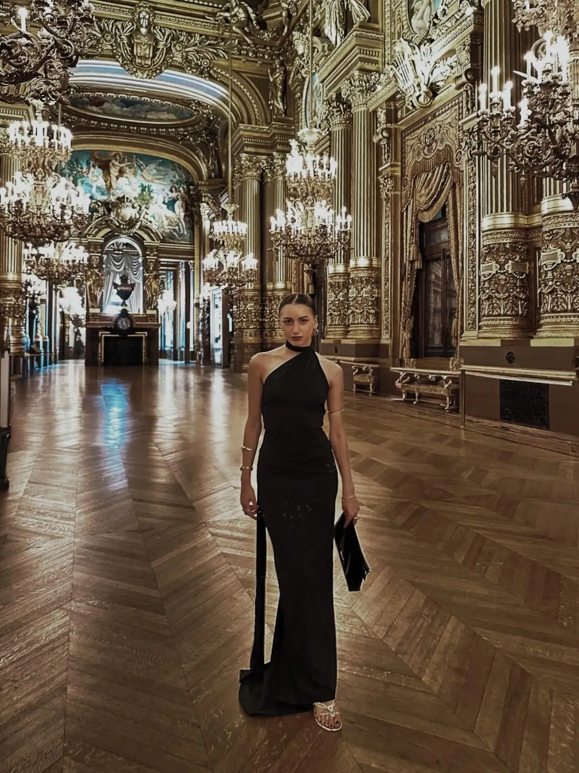 

Металлическое кольцо-украшение на одно плечо, длинное платье-макси черного цвета для праздников и свадеб