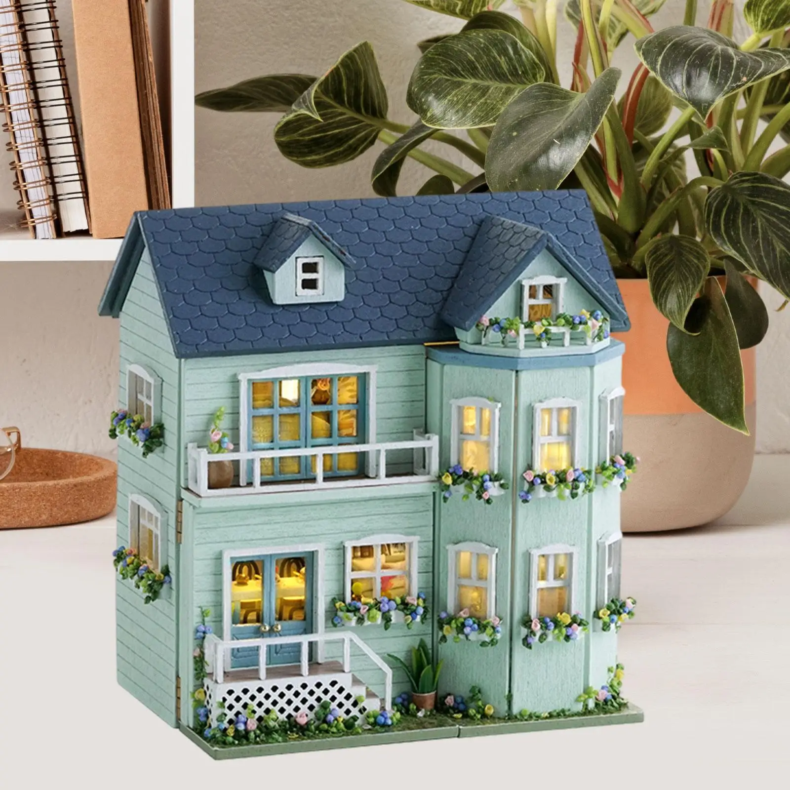 DIY Wooden Miniature Building Kits Dollhouse Miniature with Furniture Kits 3D Wooden Puzzle for Family Friends Holiday Gifts