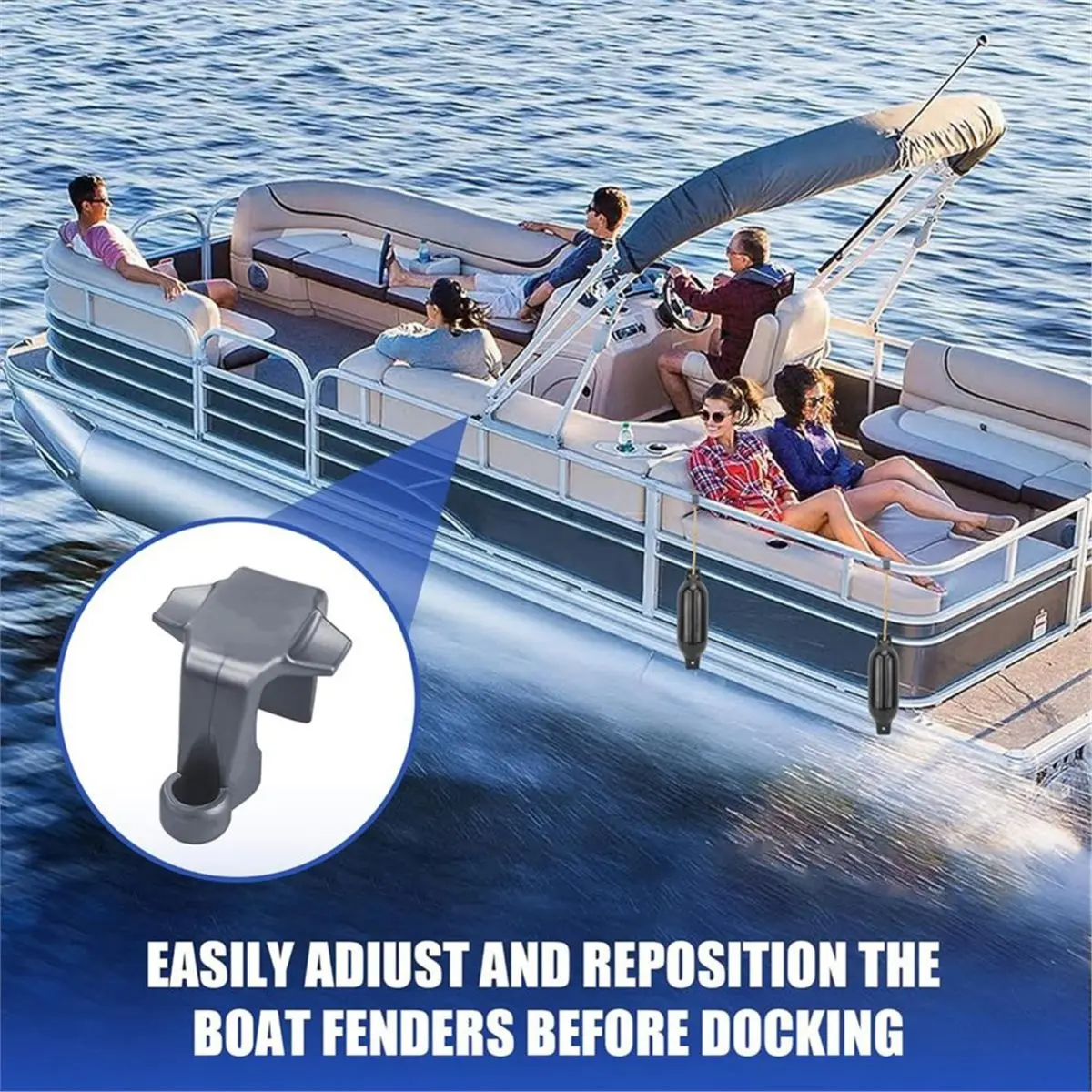 Multi-use Gear 4 Pcs Boat Clips,Pontoon Boat Clips for Square Rail,Quick Release Hangers/Adjustable Boat Bumper