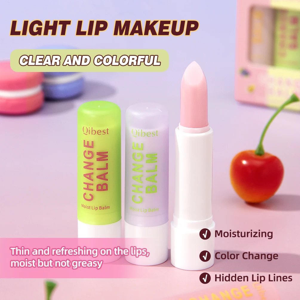 مجموعة أحمر شفاه QIBEST مكونة من 3 ألوان مرطبة ومجددة لتغيير الألوان ترطيب الشفاه وتفتيح أحمر الشفاه بلون الشفاه