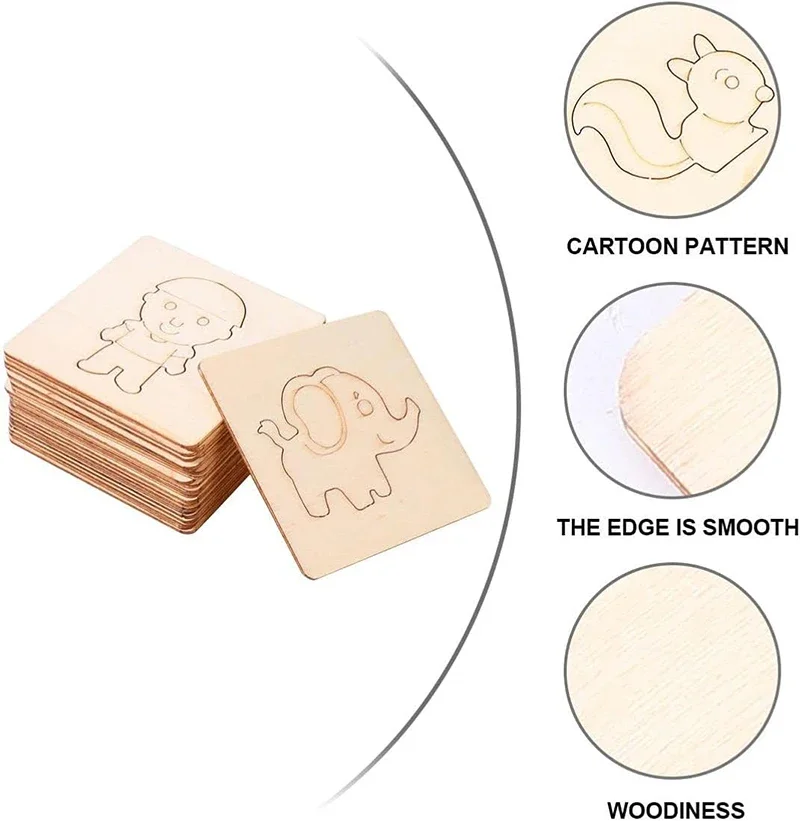 10-20 szt. Drewniane DIY Zabawki do Rysowania dla Dzieci Szablony do Malowania Zabawki Rękodzielnicze Puzzle Zabawki Edukacyjne dla Dzieci Prezenty