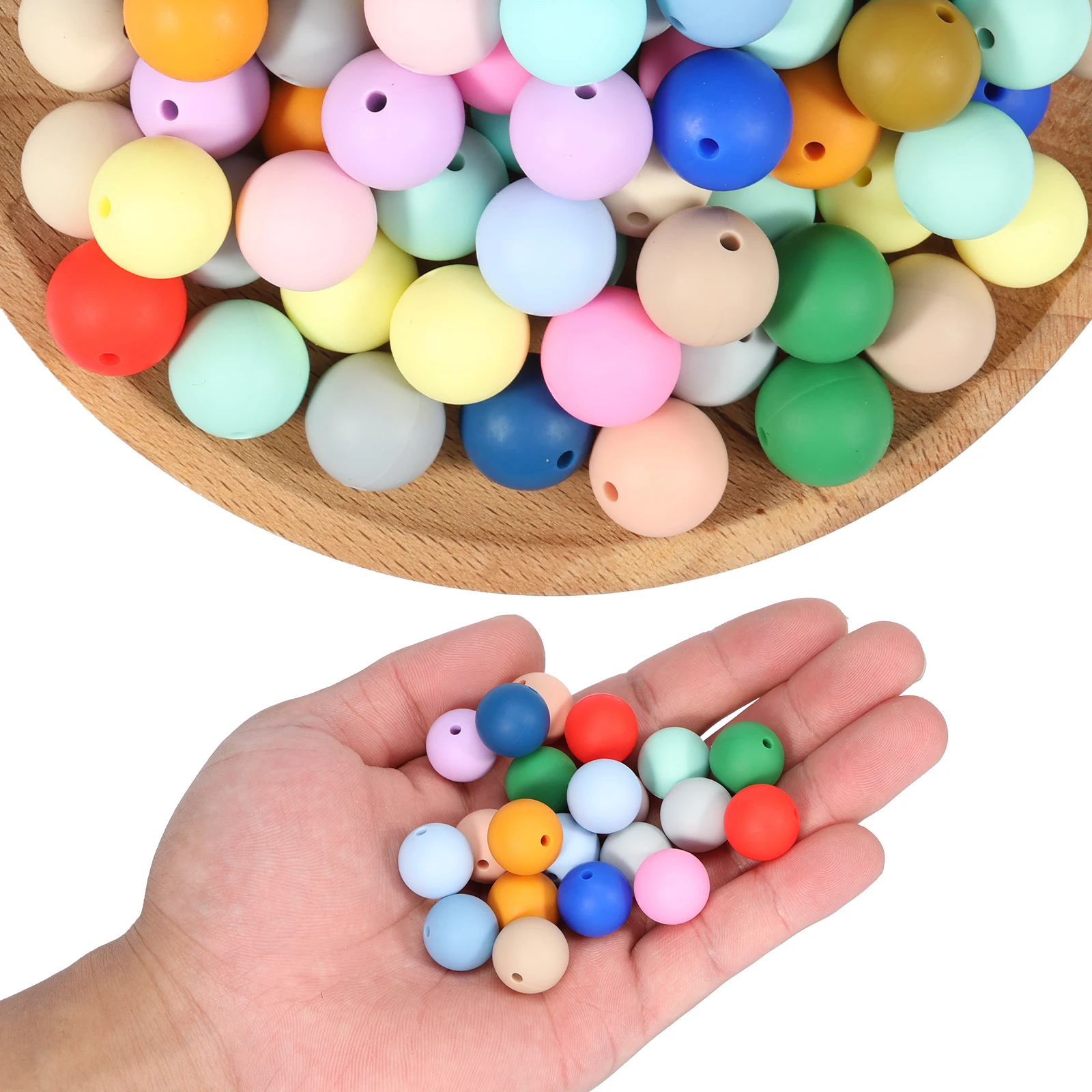 200 Pcs Silicone Beads Round Silicone Beads Bulk 20 Colors Silicone Loose Beads Soft Silicone Bead Set 15mm Round Beads Set Cute