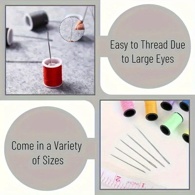 A complete sewing kit, equipped with a storage box, including a handmade DIY sewing needle, thread, as well as a storage box