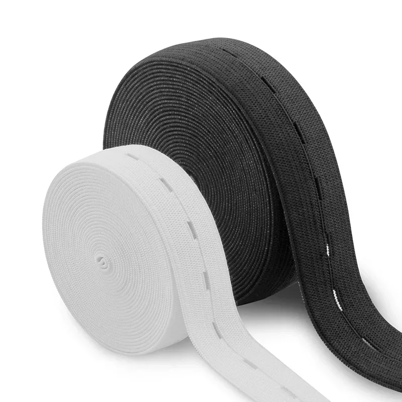 Elastic Bands 15/20/25/30MM White Black Nylon Highest with Hole Elastic Webbing DIY Craft Sewing Garment Trousers Accessories