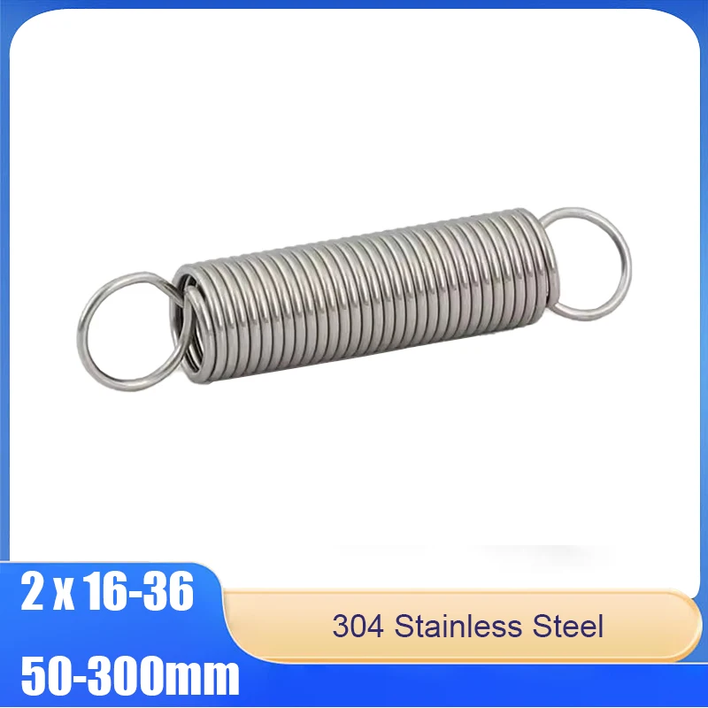 

2.5/3/4mm OD:16 18 20 22 25 28 30 32mm O Ring Hook Cylindroid Extension Pullback Tension Spring Stainless Steel Length:50-300mm