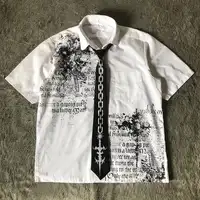 Camiseta blanca Y2K con estampado de letras para hombre, camiseta Retro Harajuku con estampado de calavera y escritura sagrada, Tops góticos de manga corta a la moda