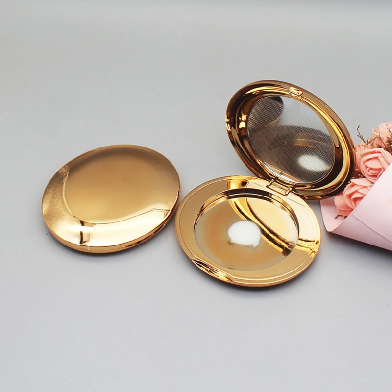 DIY Oval Gold Eyeshadow Powder Compact Makeup Highlighs Package Blusher Container Lipstick Case Concealer Package Mirror