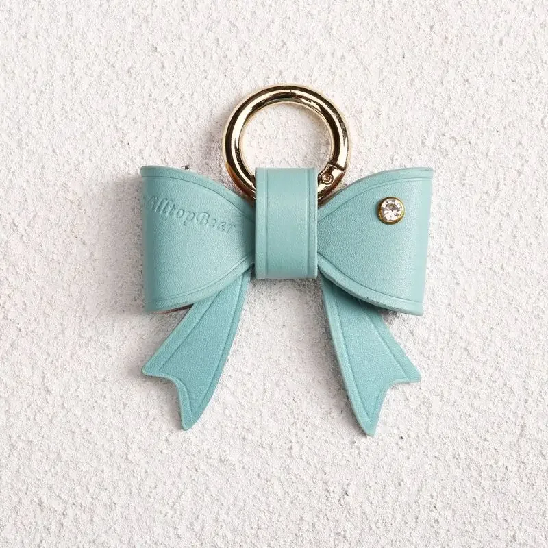 New Handmade Kawaii Bowknot Keyring Pendant Cute Leather Unisex Key Chains for Friend Luxury Design Bow Car Keychain Accessories