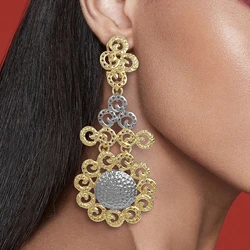 Long Dangle Drop Earrings For Women Two Tone Fashion Jewelry Wedding Party Gift Trending