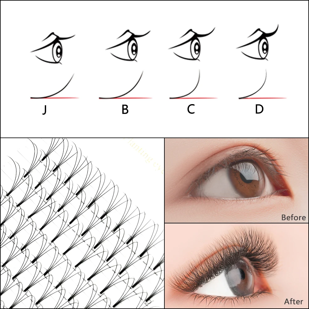 4D Individual Lashes Russian Volume False Eyelashes Short-Root Hand-Made Mink Premium Eyelashes Premade Fans Makeup Suppliers