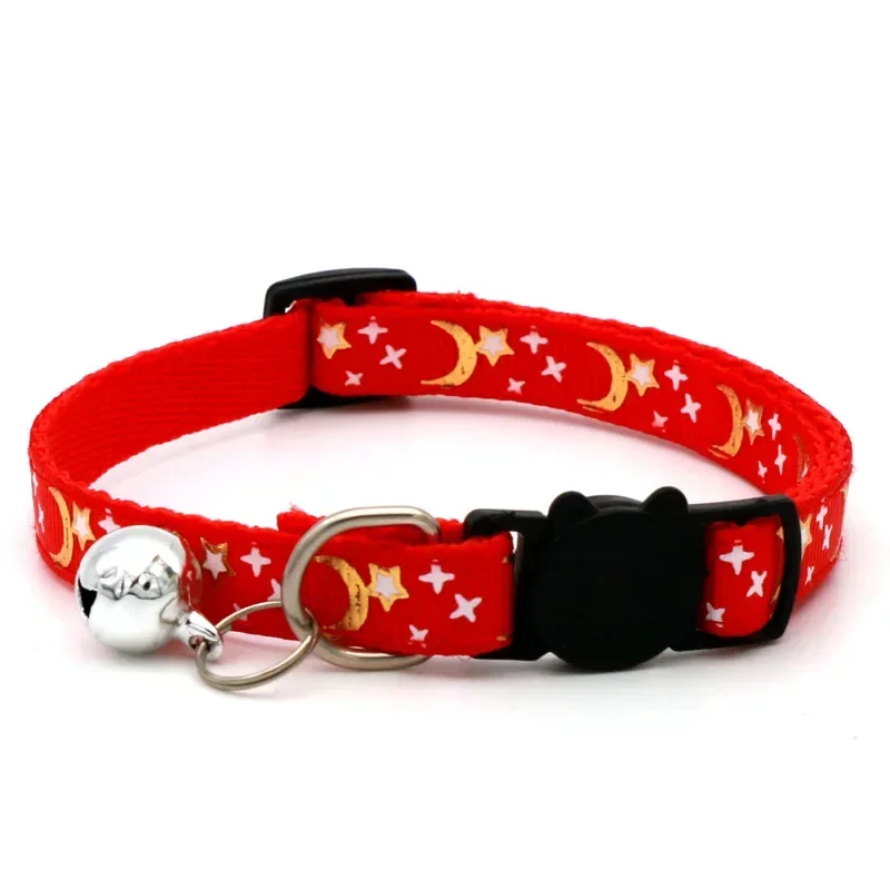 Haustierhalsband für Katzen und Hunde, goldfarben, Sterne und Mond, Haustierhalsband mit Glöckchen und PP-Material, separate Lumineszenz-Sicherheitsschnalle, solide, sicher – Detail 10