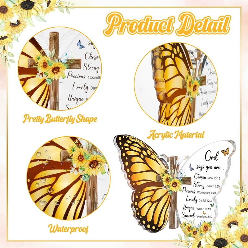 Butterfly Acrylic Ornaments Christian Gifts Butterfly Cross Prayer Home Decor Christian Keepsake  Baptismal Party Return Gift