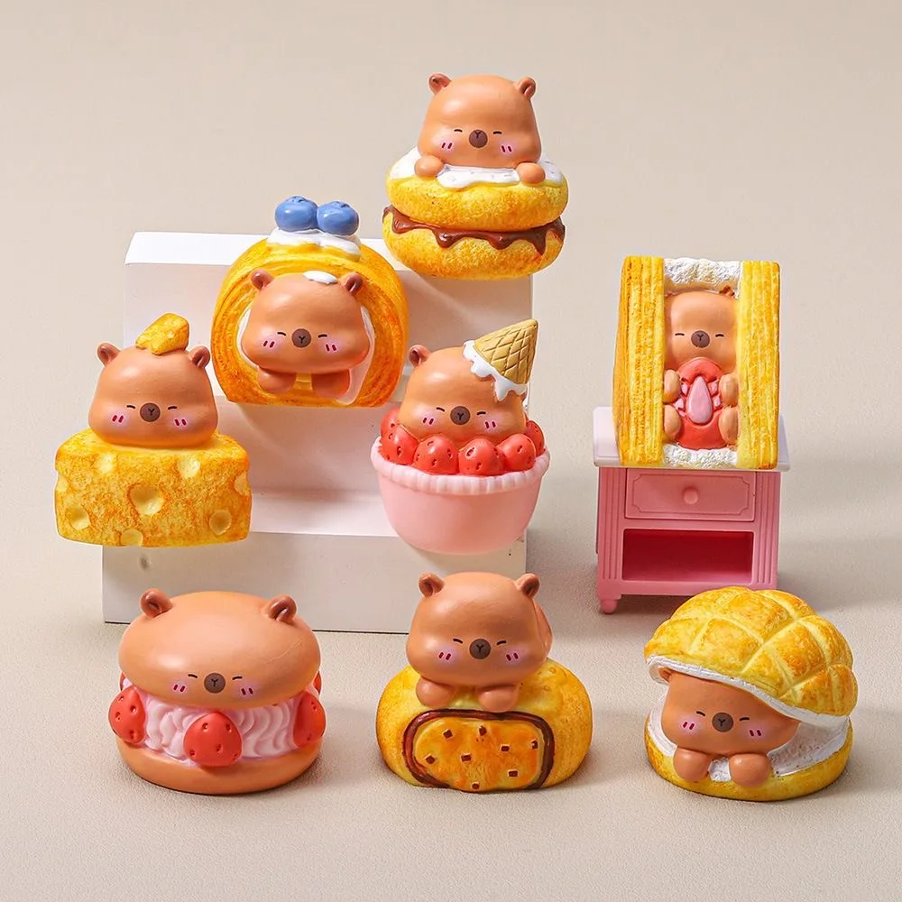 

8pcs Miniature Resin Capibala Office Desktop Decoration Creative Home Decoration Model Accessories DIY Landscape Birthday Gift