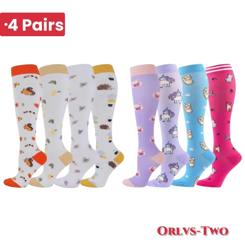 4 Pairs of Compression Socks Medical Varicose Veins Nursing Socks For Outdoor Running Pregnant Sports Men Women Socks