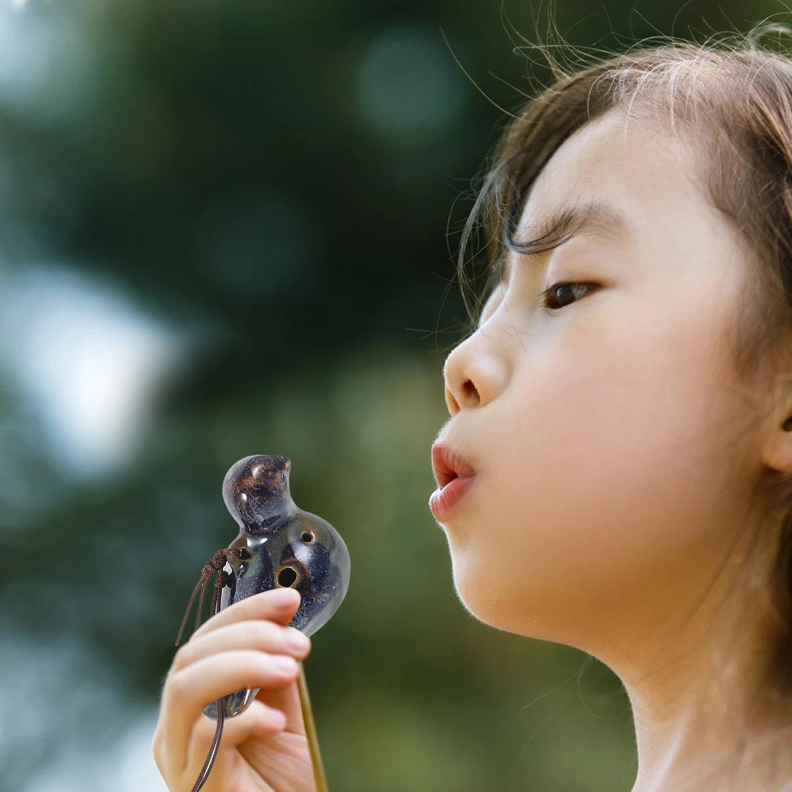 

2Pcs Ceramic 6-Hole Ocarina Musical Instrument Small Portable Beginner Ocarina Unique Colors Relaxation Flute for Adults