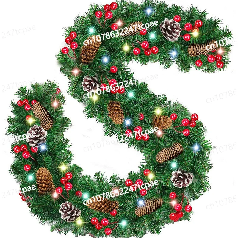 

Green pvc christmas decoration rattan hotel shopping mall bar door hanging decoration, christmas encrypted rattan