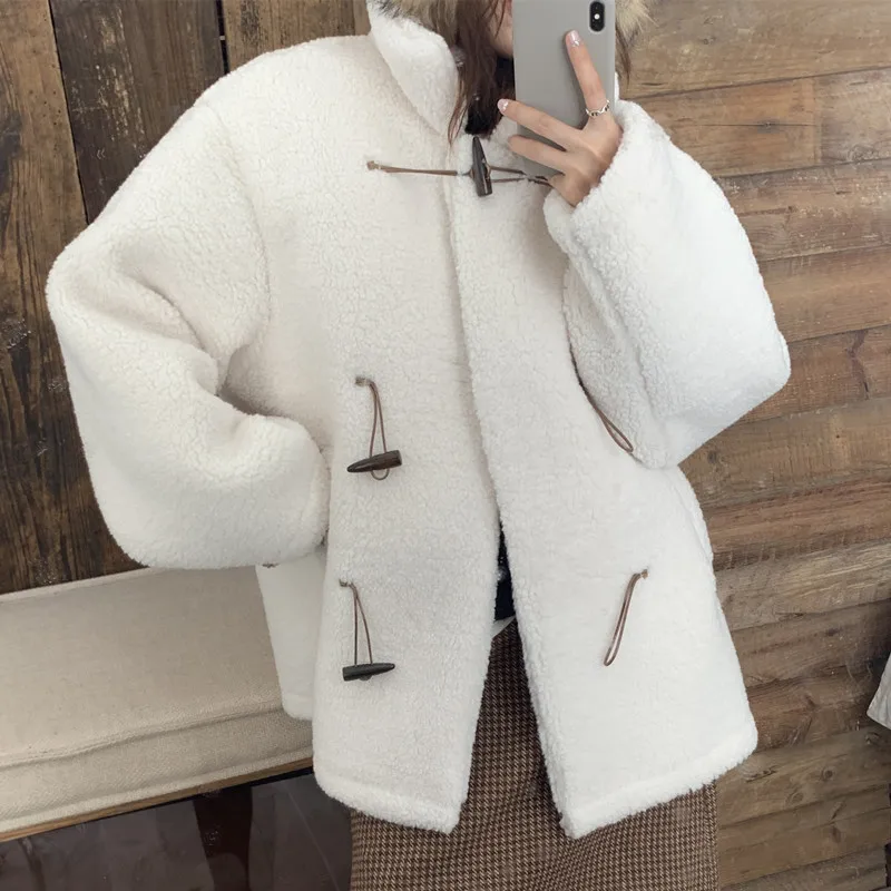 Retro Winter Aosphere eepskin Coat Women's Anti-Aging Flap Collar Mid-Length Fur Jaet Korean Sle Outerwear