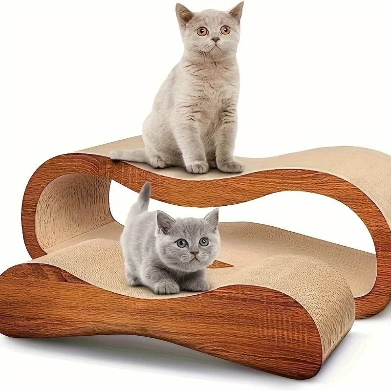 2 Combination 1 Cat Scratch Board Cardboard Recliner，Scratching pole，Durable Plate Pad Prevents Furniture Damage