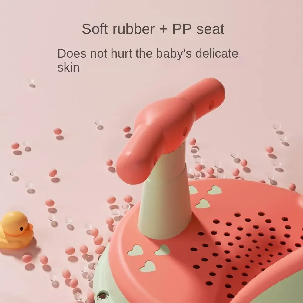 Baby Shower Chair PP+TPE Antiskid Children\'s Bath Stool Funny Suction Cup Design Multiple Colors Non Slip Soft Baby Shower Seat