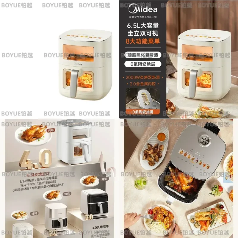 6.5L Large Capacity Air Fryer with Visible Window Ceramic Coating Nonstick Oil Free Healthy Cooking Kitchen Appliance for