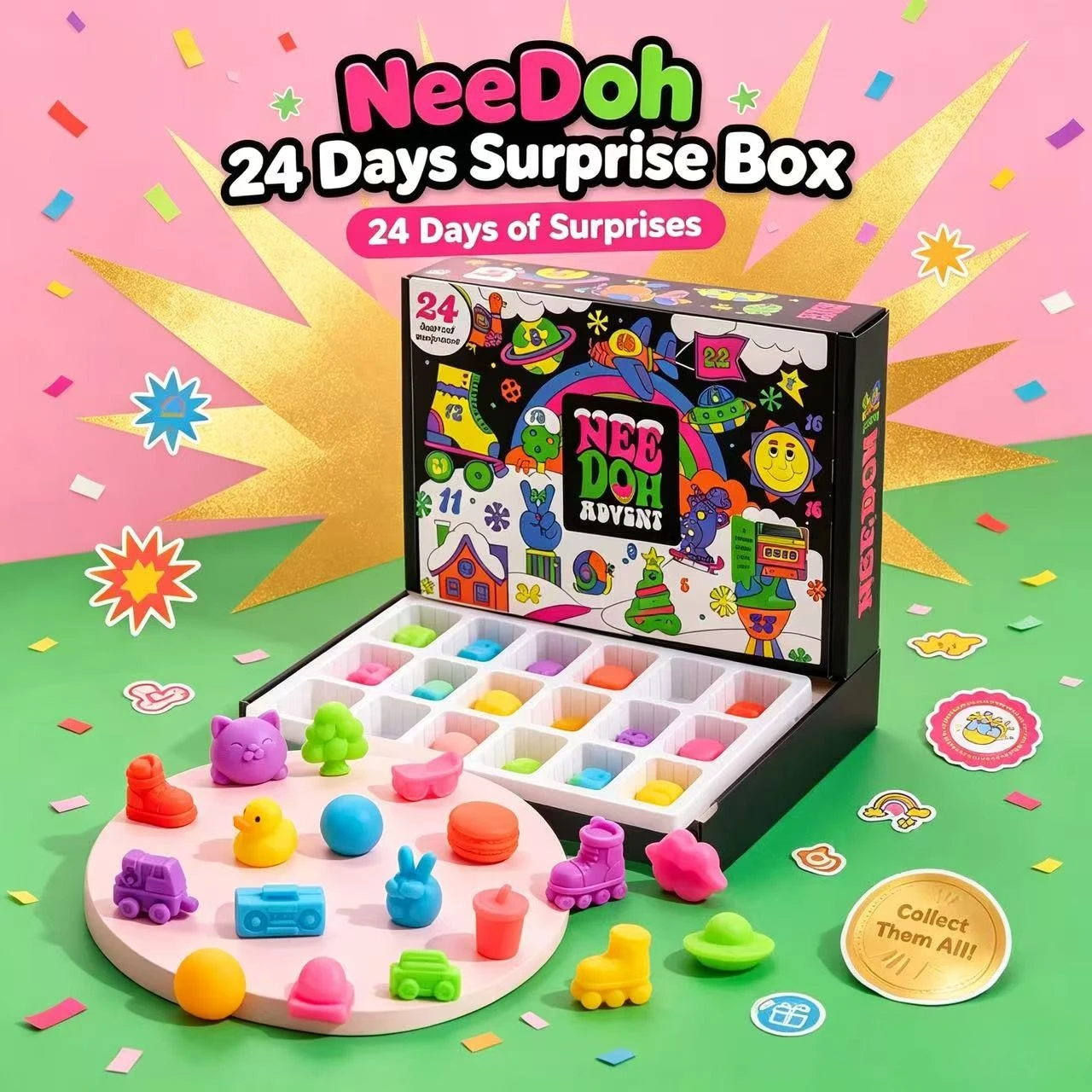 Новый мини-сквиши NeeDoh: 24-д – обзор и цена Advent Calendar Gift