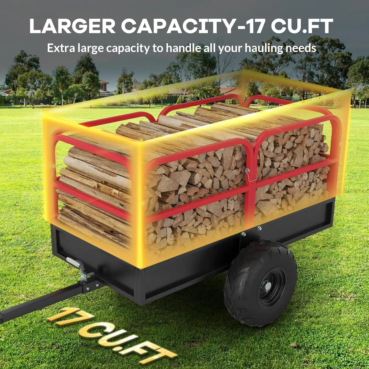 Utility Trailer, Heavy Duty ATV Trailer, 1700lbs Lawn Mower Trailer, Yard Garden Trailer with Removable Sides, ATV Dump Trailers