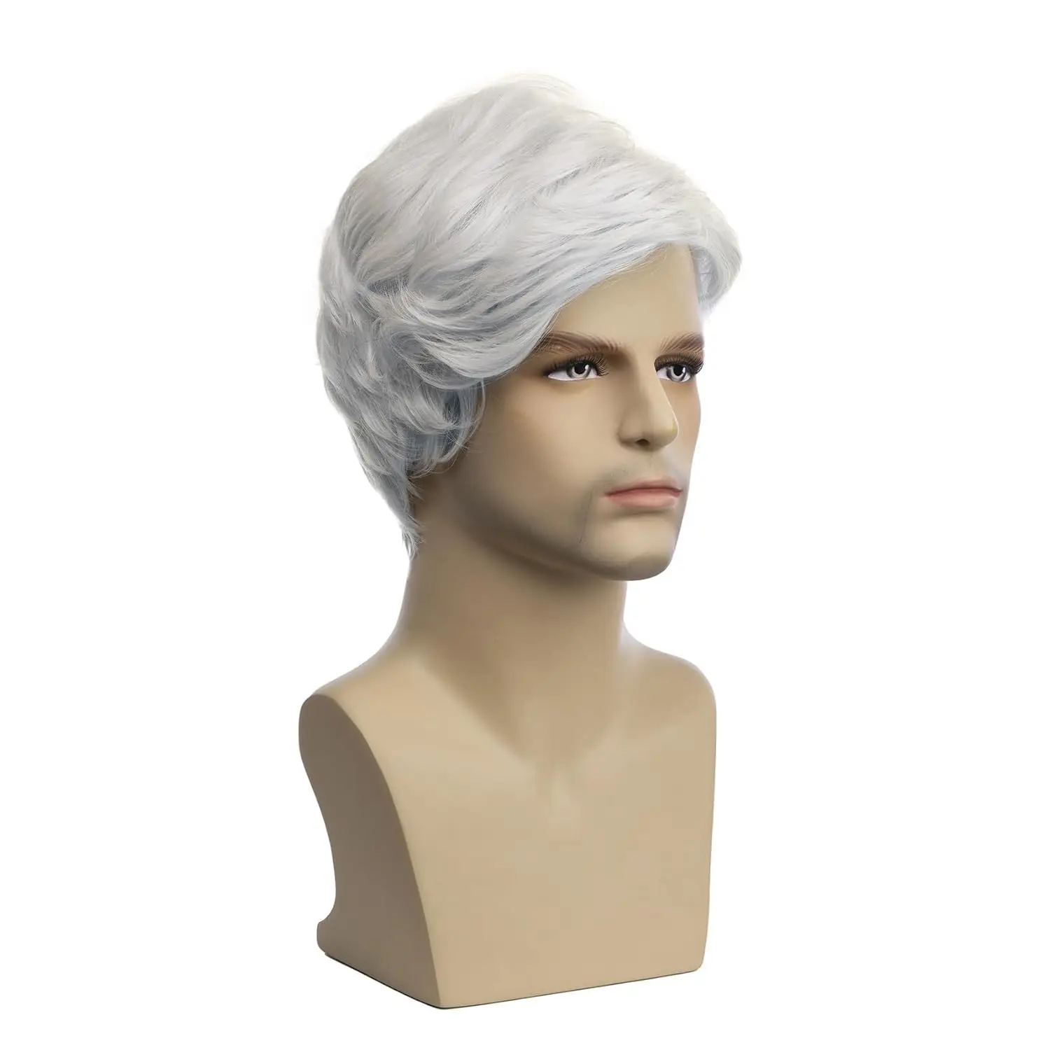 Synthetic Mens Wig Short Black Wigs Natural Layered Full Hair Replacement for Male Daily Wear Party Cosplay Halloween Costume image 4