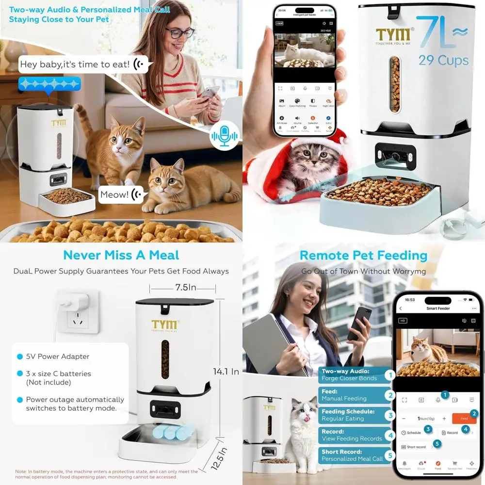 

Smart 5G WiFi Pet Feeder: Camera, Scheduled Dispensing, 7L Capacity, Easy Clean, Fresh Food