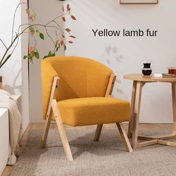 FULLLOVE Household Nordic Lamb Velvet Single Sofa Chair Living Room Leisure Lounge Chair Solid Wood Fabric Lazy Sofa Chair 2023