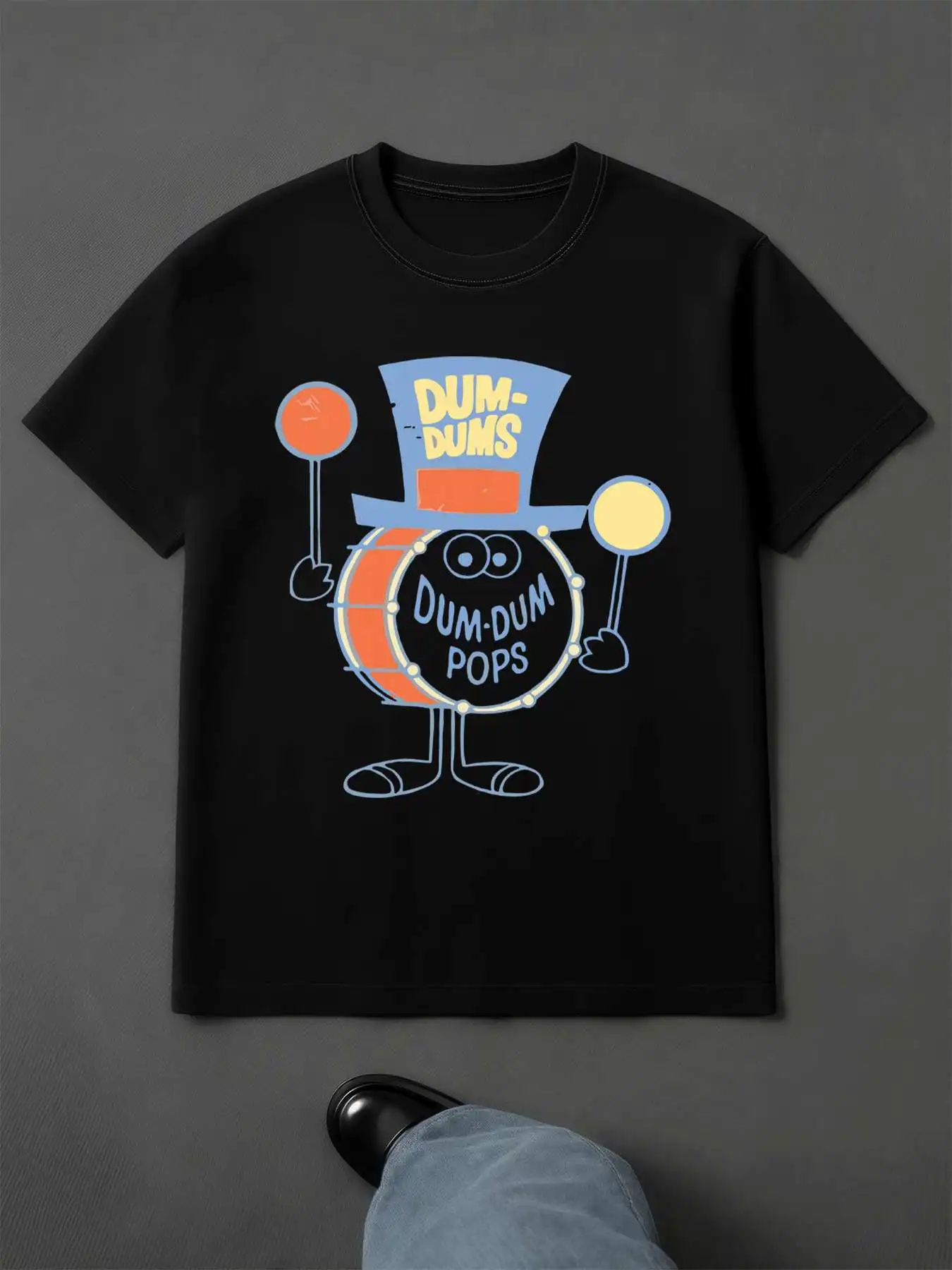 Cartoon Drummer Graphic Tee  Men's 220gsm New Summer Casual Crew Neck Pure Cotton Short-Sleeved T-Shirt