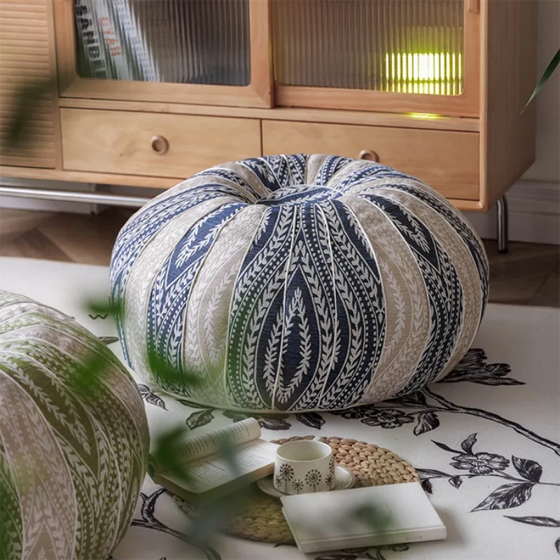 

Japanese Floor Cushion, Round Embossed Meditation Zabuton, Comfortable Tatami Mat for Yoga & Window Seat, Home Decor Accent