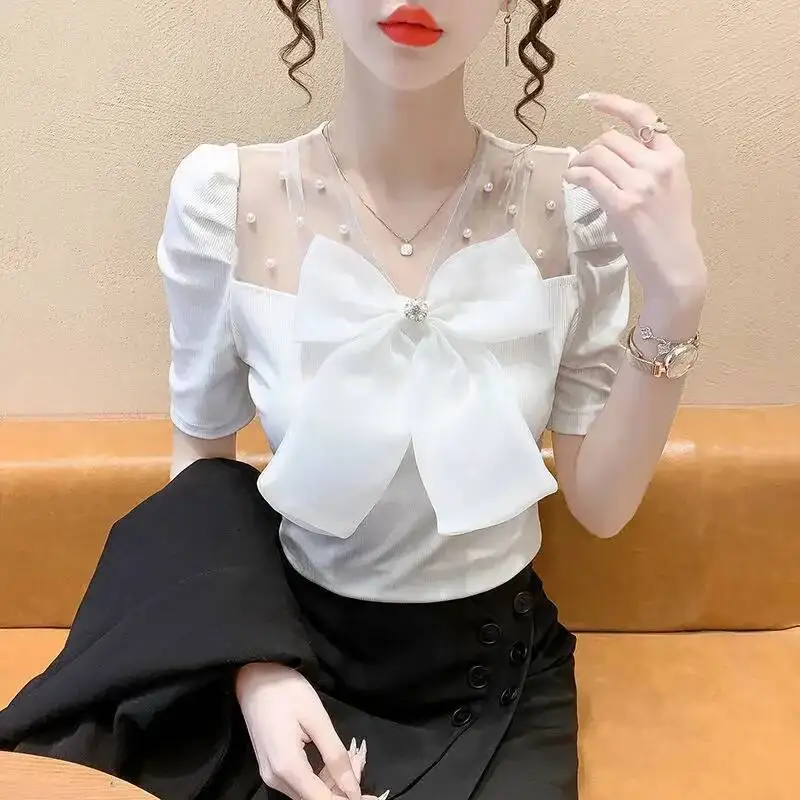 レディース半袖Tシャツ スパンコール付きトップス Y K ヴィンテージ ベーシック 格安服 韓国レビュー多数 トレンド服Tシャツ