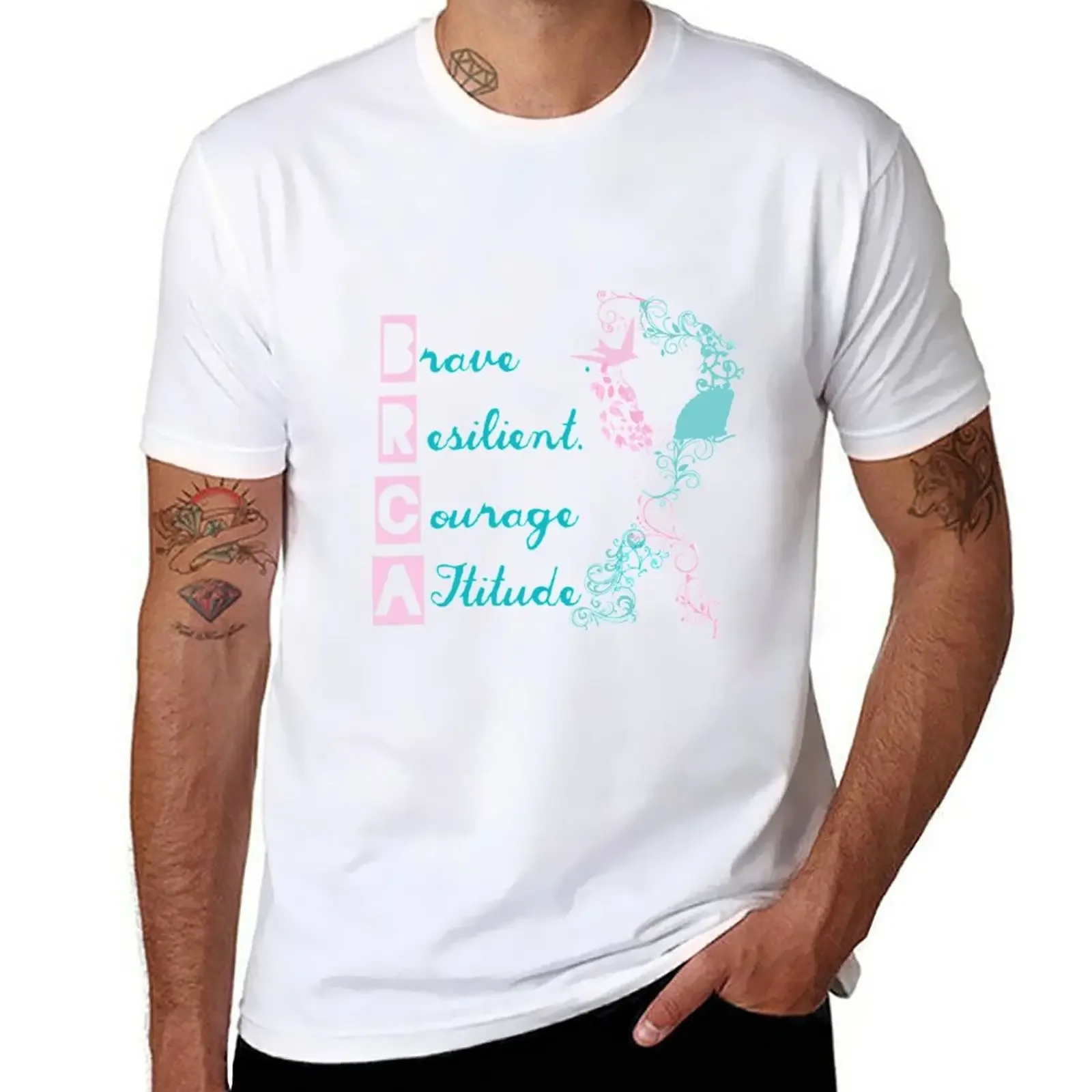 Nouveau BRCA, courage résiliente courage, attitude T-Shirt vêtements esthétiques vêtements vintage t-shirts vierges hauts mignons vêtements pour hommes