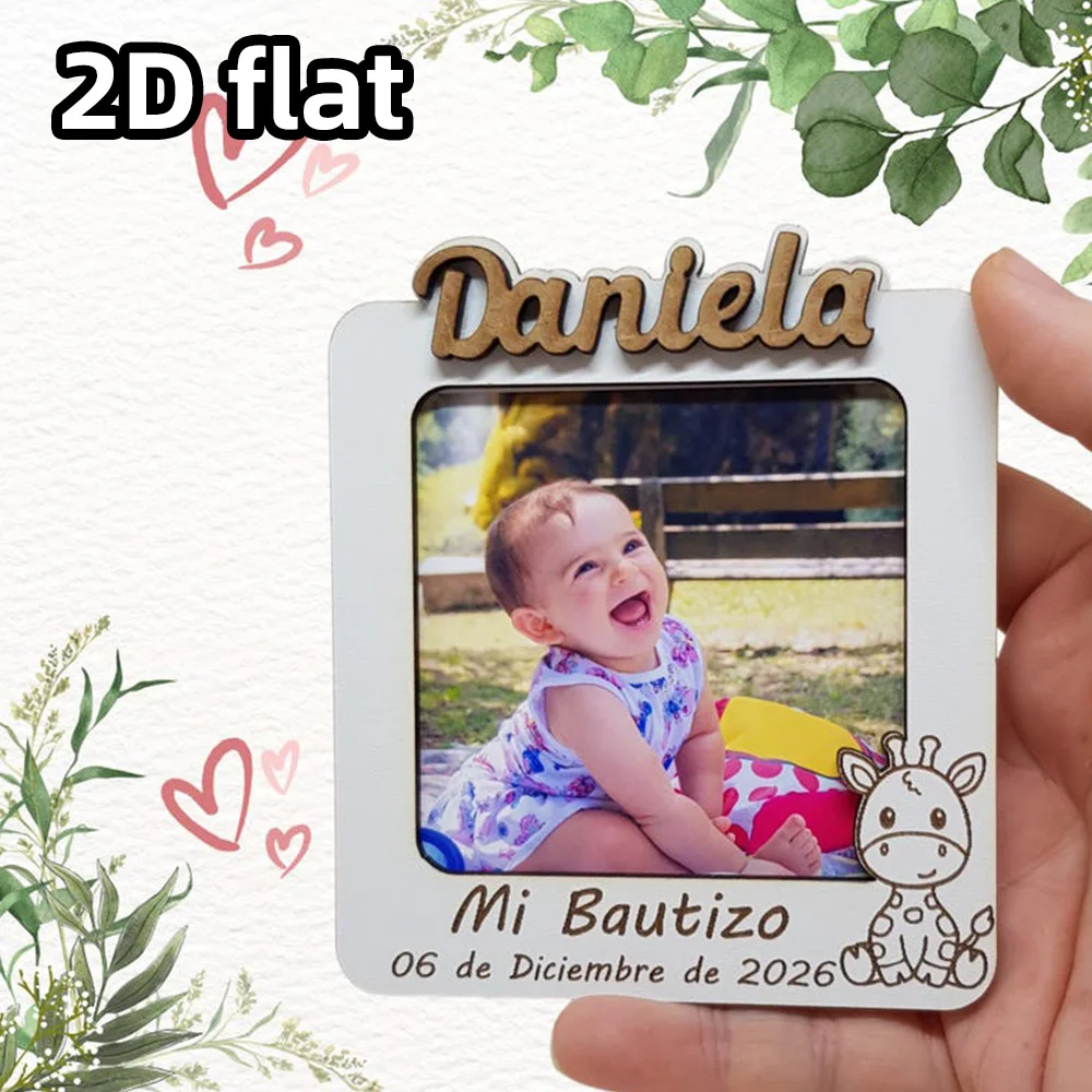 Personalized baptism photo frame, wooden photo frame tiles, economical baptism gift, newborn gift, baby memorial photo frame
