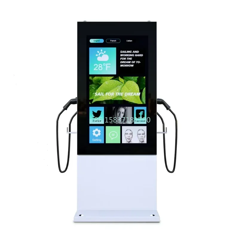 Customized Ev Charging Station China Portable Environmental Friendly Dc 22Kw Ev Charger Pile Advertising Screen Charging Station
