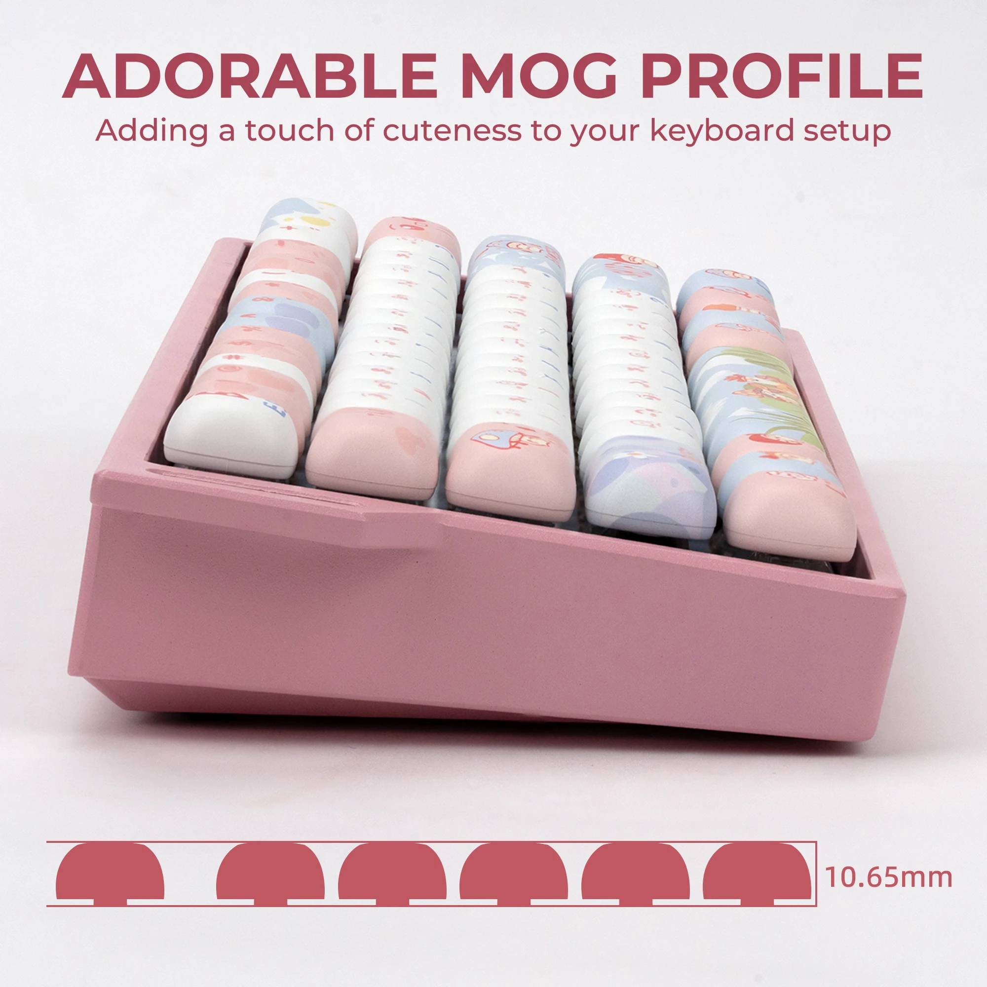 XVX Cute Round Keycap MOG Profile Dye Sub PBT Keycaps 138 Keys Pink Circular Key Cap 61/75/87/98/104 Keyboard Cap