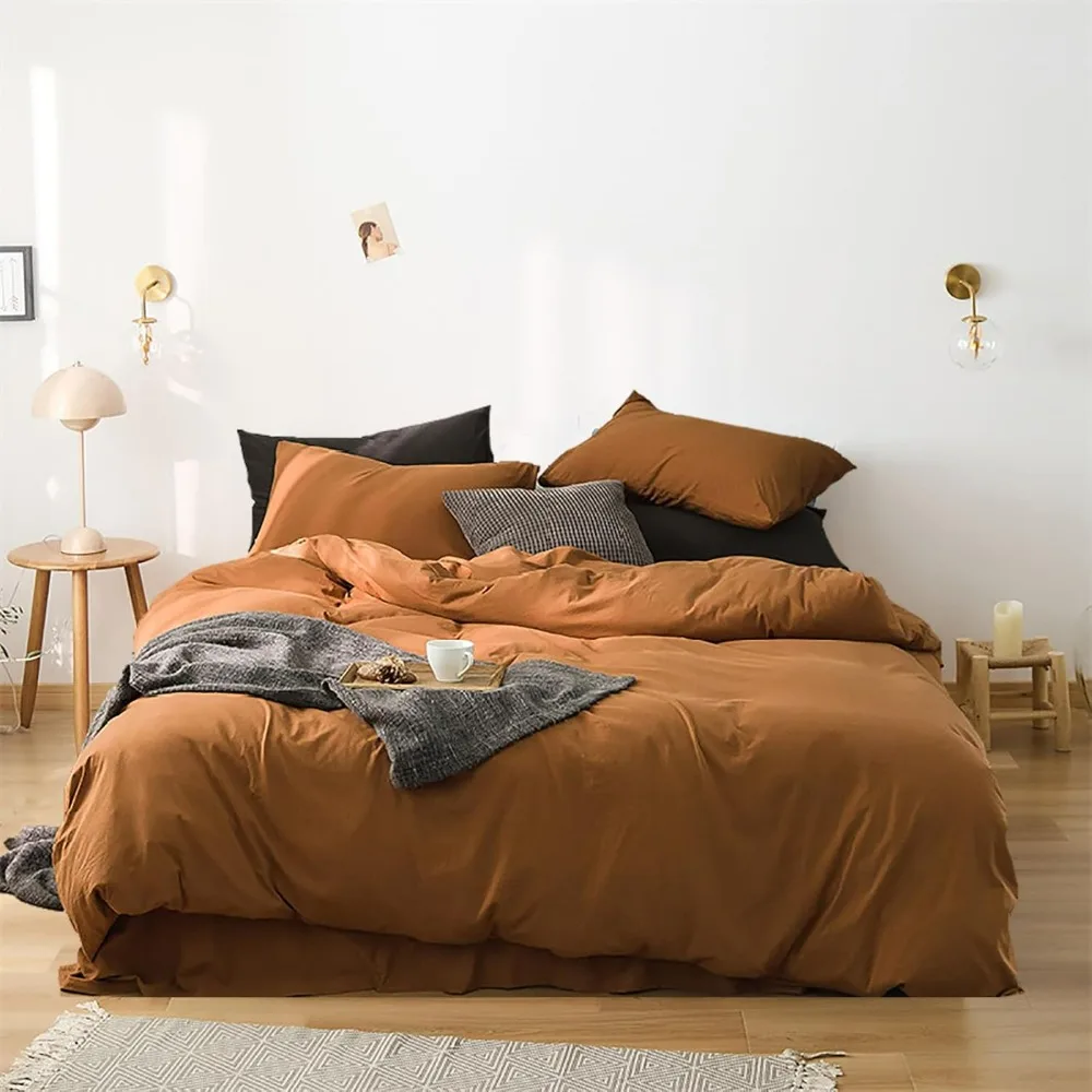 

duvet cover set,Burnt Orange Caramel Soft Blanket Quilts Pumpkin Brown Terracotta Comforter with 2 Pillowcases,bedding set