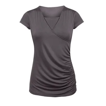 Dameskleding Blouses Zwangerschaps Kleding Vrouwen Zwangerschaps Korte Mouw Bloemenstreep Borstvoeding T-Shirt Top Voor Borstvoeding