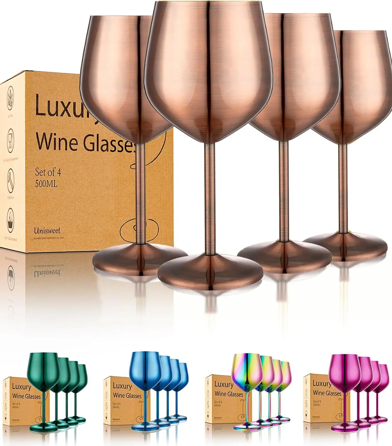 

4 упаковки, небьющиеся бокалы для вина из нержавеющей стали, 18 унций, небьющиеся металлические бокалы для путешествий на открытом воздухе, кемпинга, бассейна, подарок