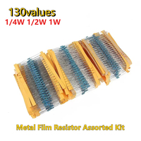 650-2600pcs 1/4W 1/2W 1W 1% Metal Film Resistor Set 1-3M Ohm 130 Values 1.2 10 100 1K 10K 100K Ohm 0.25W/0.5W/1W Resistors Kit