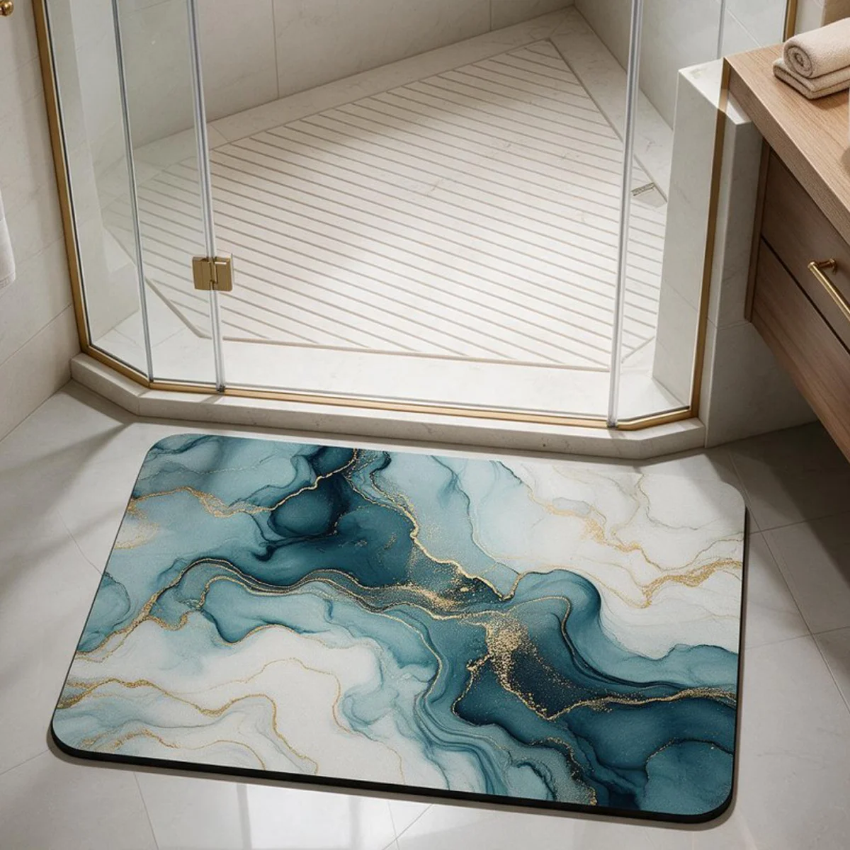 Tappetino da bagno in fango di diatomee, quadrato, antiscivolo, assorbente, con fondo in gomma, ideale per il bagno e l'ingresso.