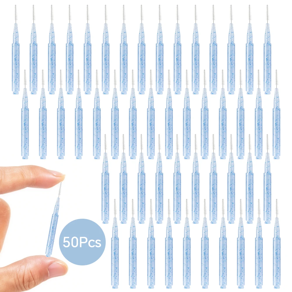50x Interdentalbürsten-Zahnseideköpfe zur Zahnzwischenraumreinigung, Mundhygiene-Flosser, I-förmige Zahnreinigungswerkzeuge