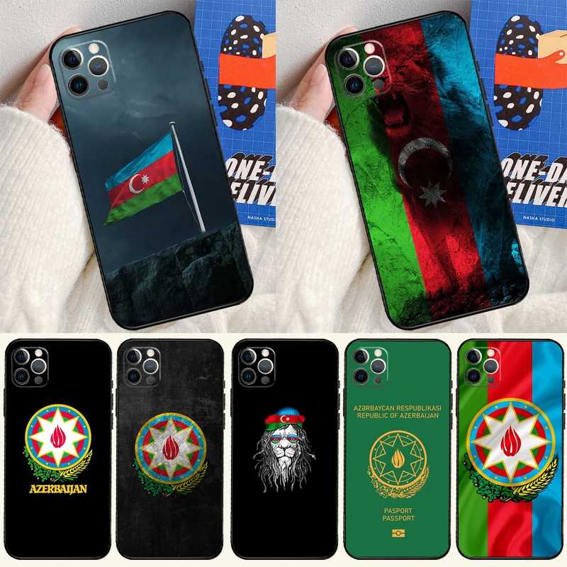 حافظة علم أذربيجان لهاتف أبل آيفون 16 15 14 13 11 12 Pro Max Mini XR 15 16 Plus 16e غطاء حماية #1