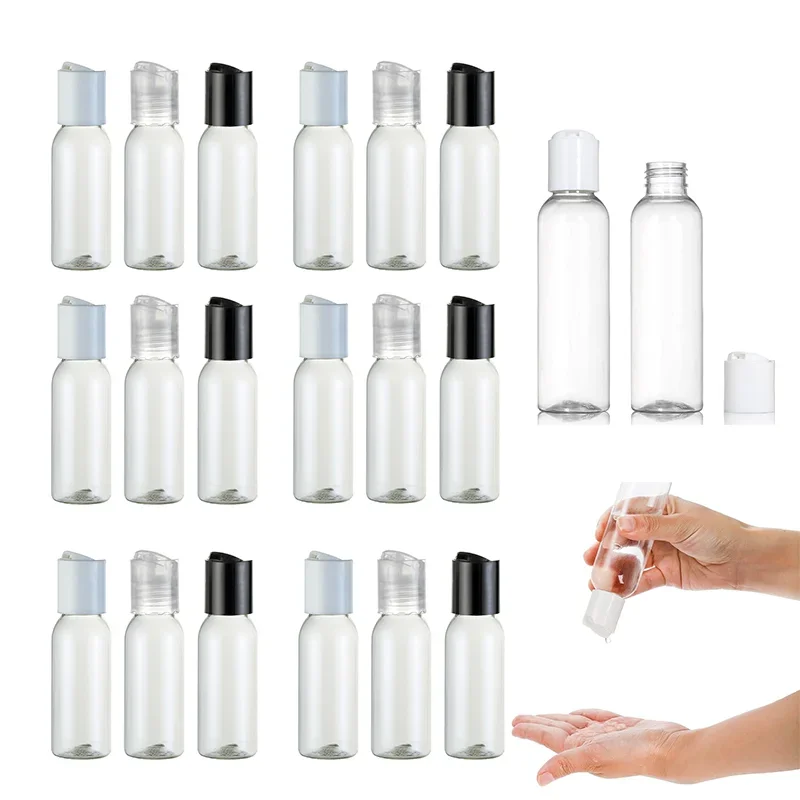 

10pcs Plastic Squeeze Bottles with Disc Top Flip Cap 30-100ml Clear Refillable Containers for Shampoo Lotions Body Soap Creams