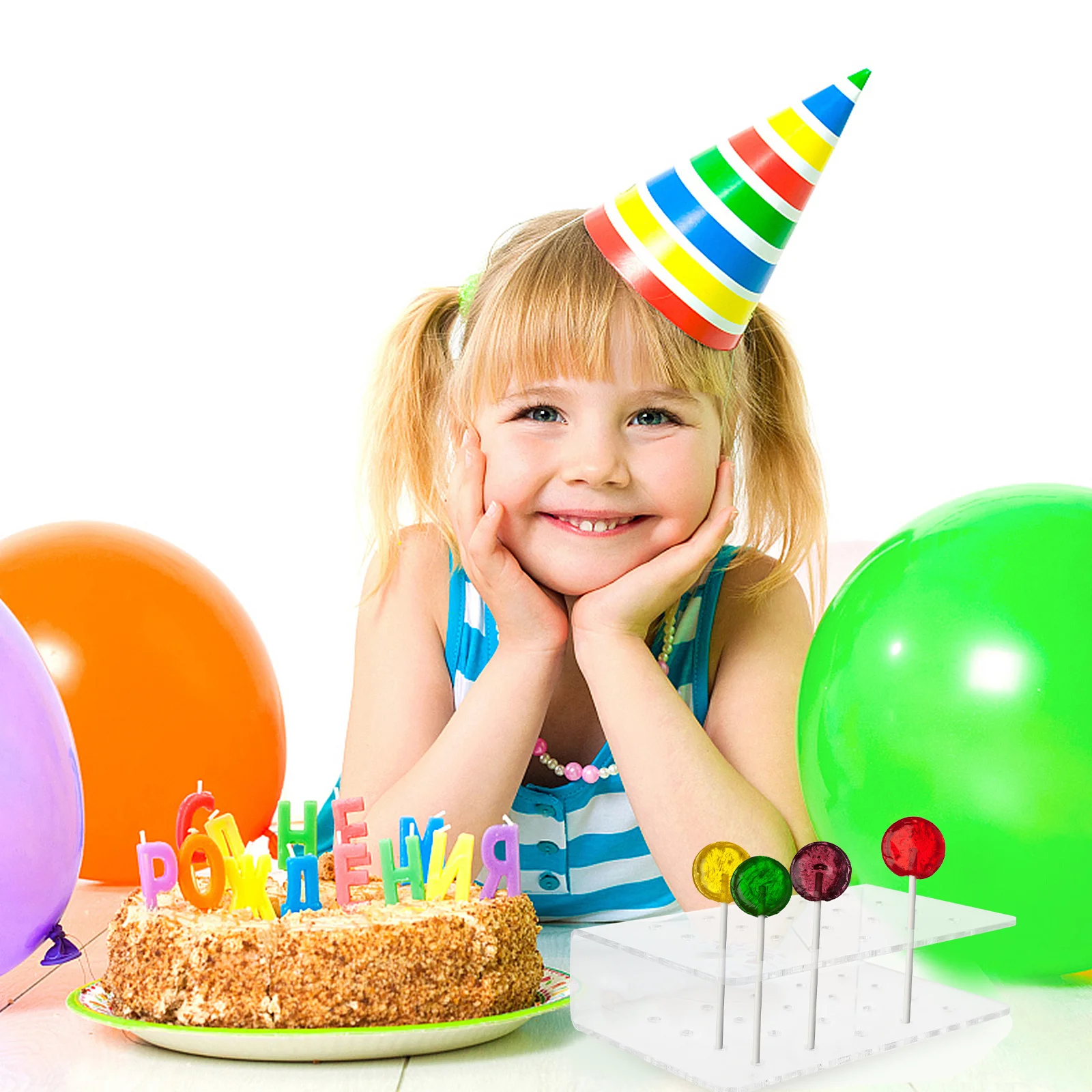 

2Pcs Lollipop Display Stand Transparent 20 Holes Acrylic Dessert Stick Holder for Wedding Party Birthday Christening Decoration