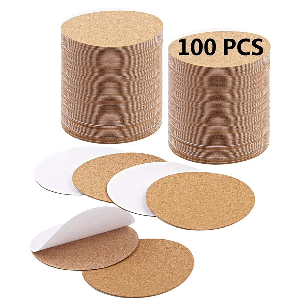 100 PCS Self Adhesive Cork for Coasters Bulk,Coaster Bottoms Self Adhesive,Round Coaster Backing with Self Adhesive