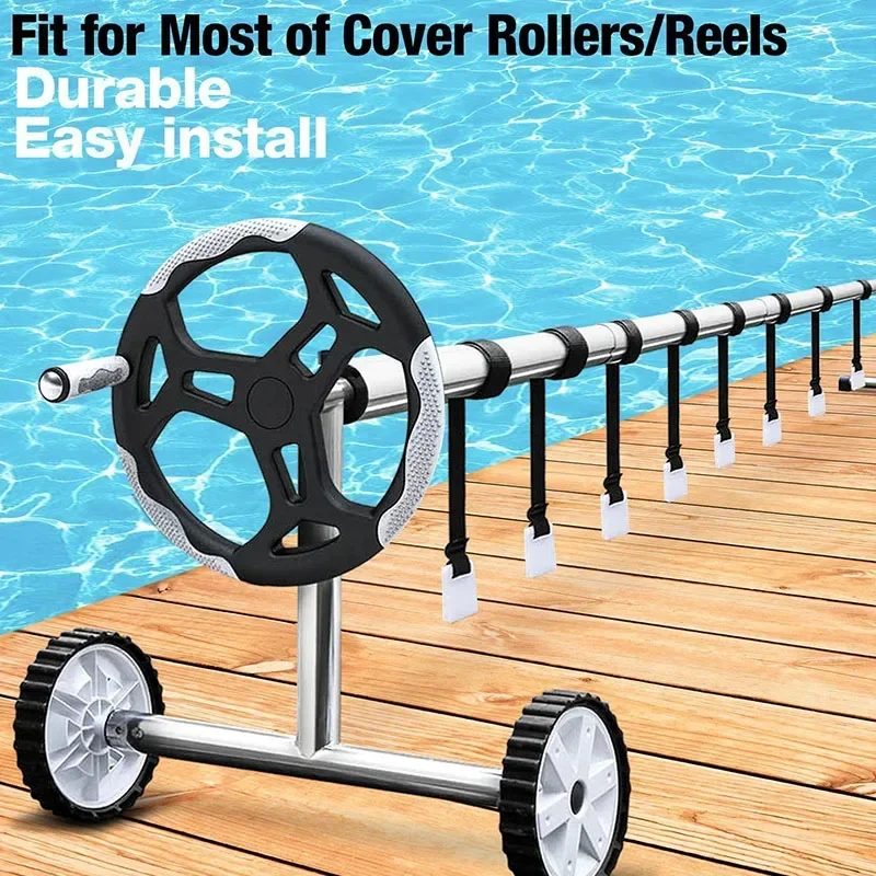 Pool Cover Roller Attachment Solar Blanket Straps Kit Universal Pool Strapping Kit for Pool Solar Cover Reel Accessory 8sets