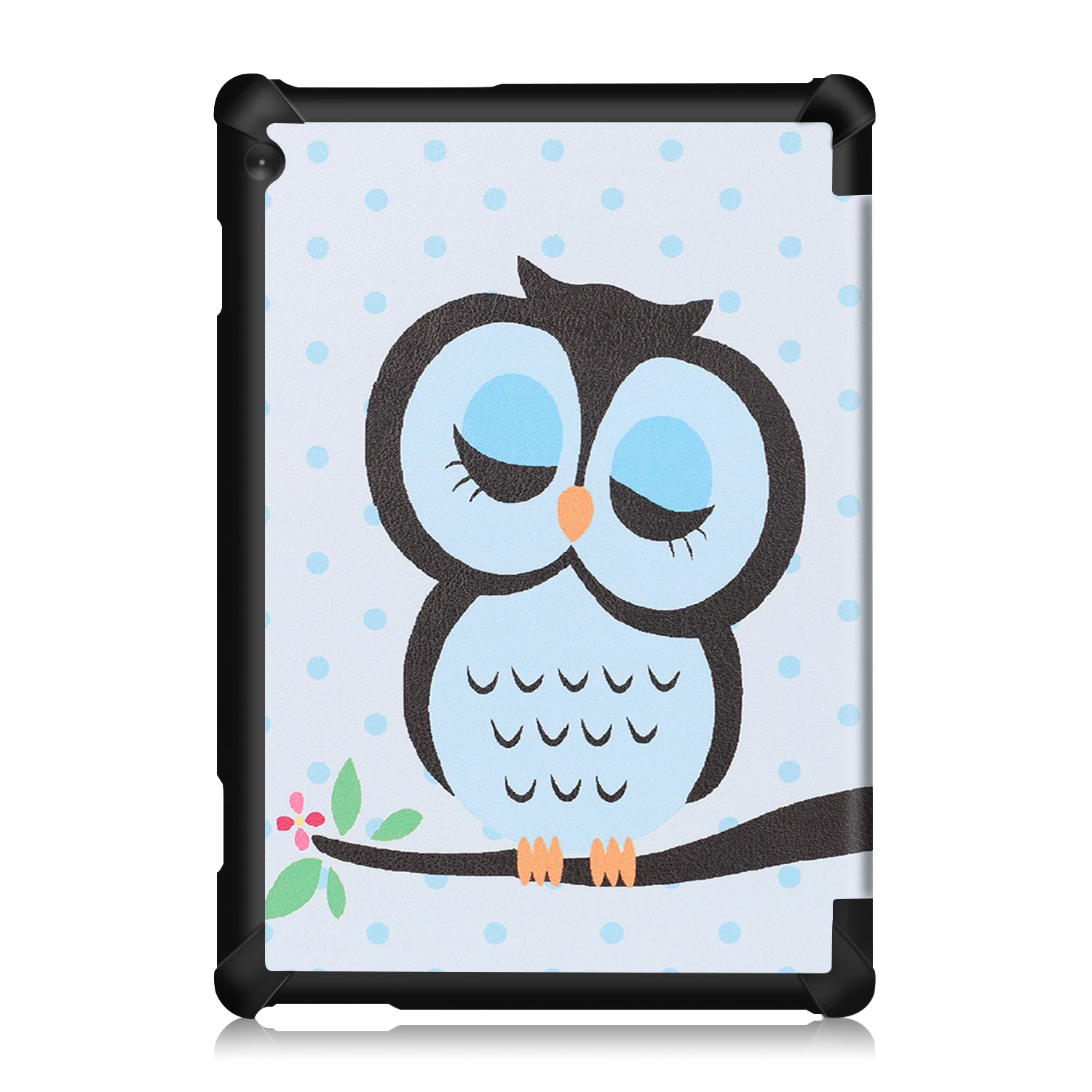 حافظة حماية جلدية بحامل ثلاثي الطي بطباعة نمط مقاوم للغبار لجهاز Lenovo Tab M10 TB-X605F TB-X505F - بومة النوم