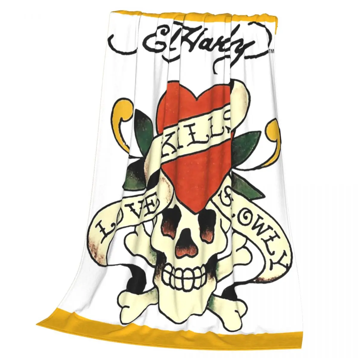 Ed Hardy Love Kills Slowly Blanket Soft Warm Flannel Throw Blanket Cover for Bed Living room Picnic Travel Home Couch